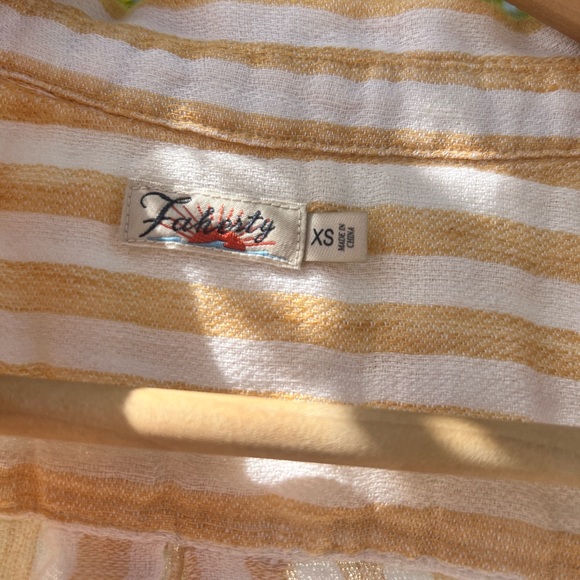 Faherty top , yellow stripe linen short sleeve - Picture 6 of 6